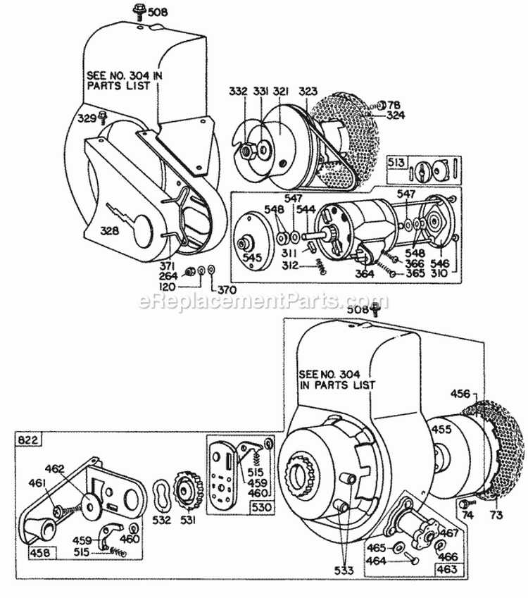 Blower HsgsRewind Starters Diagram and Parts List for 080102-0164-99  Briggs and Stratton Engine